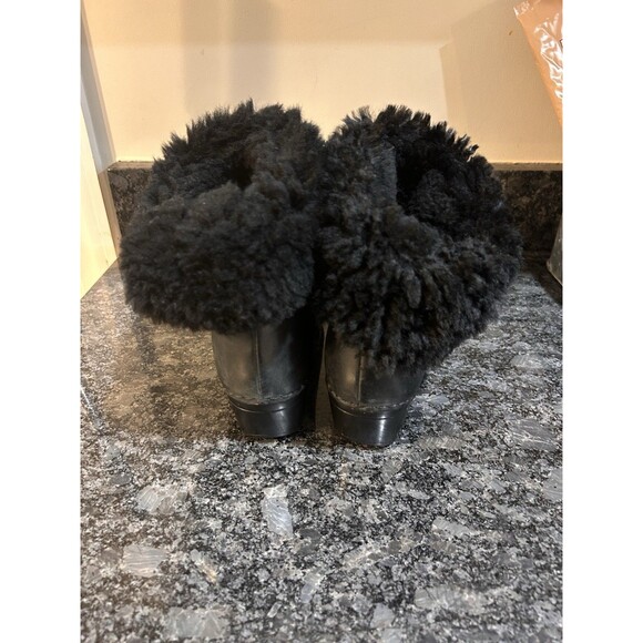 Dansko Stormy Black Leather Shearling Fleece Fur Lined Bootie EU 37 Convertible - Picture 5 of 7